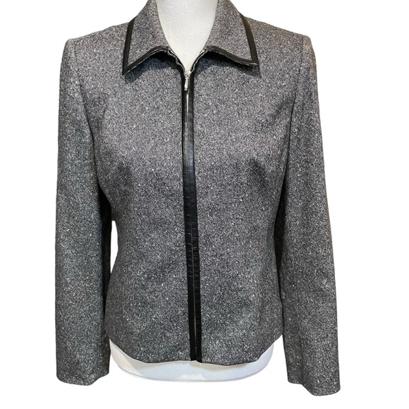 Ann Taylor Full Zip Wool Blend Gray Heathered Jacket. Size 4 - Picture 1 of 7